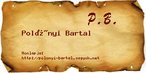 Polónyi Bartal névjegykártya